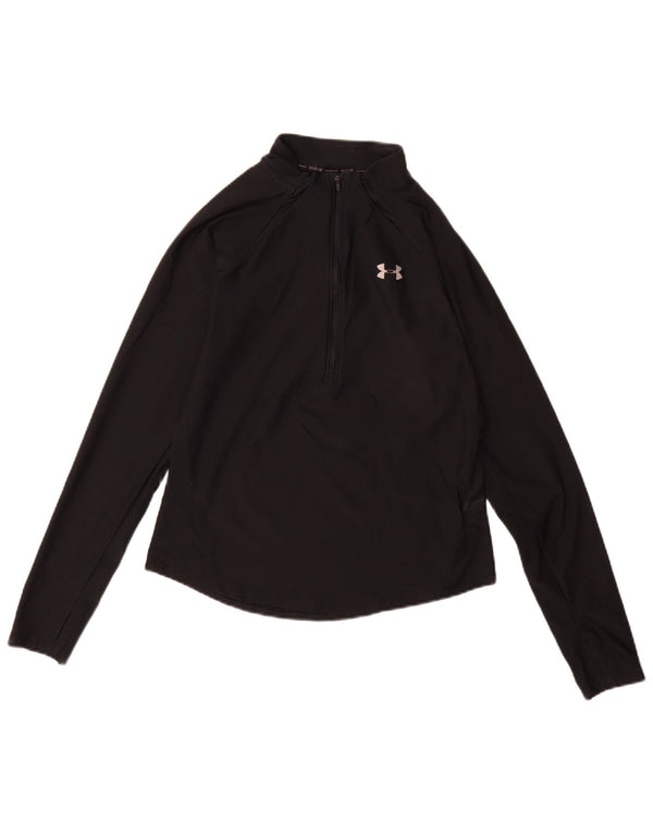 Under Armour Heat Gear Haut à manches longues pour femme UK 10 Small Noir Élastomère