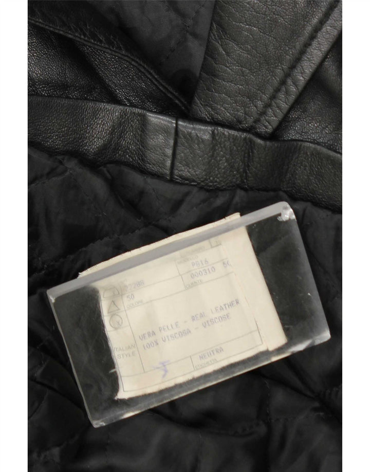 manteau en cuir homme vintage IT 50 Grand cuir noir