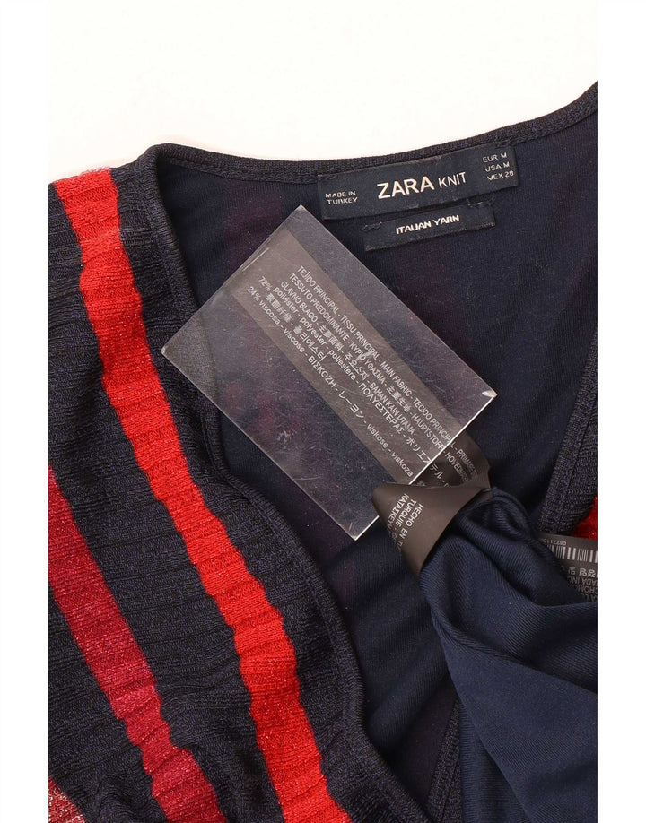 Zara Robe longue sans manches pour femme UK 12 Medium Multicolore Rayé