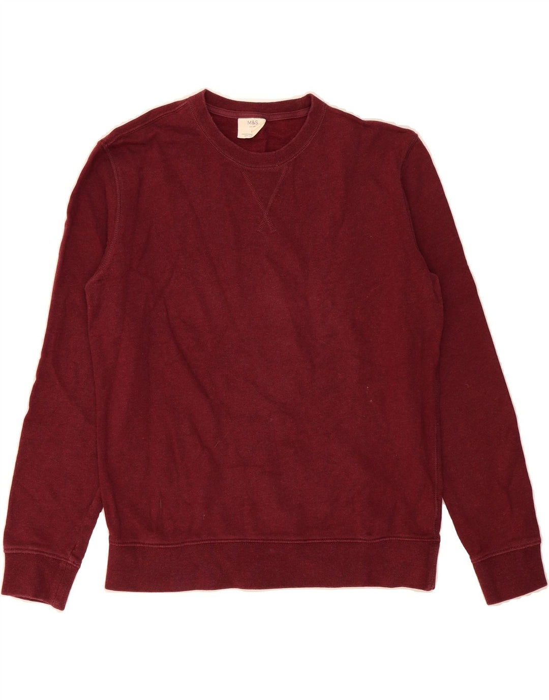 MARKS & SPENCER Mens Sweatshirt Jumper Medium Burgundy Cotton Vintage Marks & Spencer and Second-Hand Marks & Spencer from Messina Hembry 