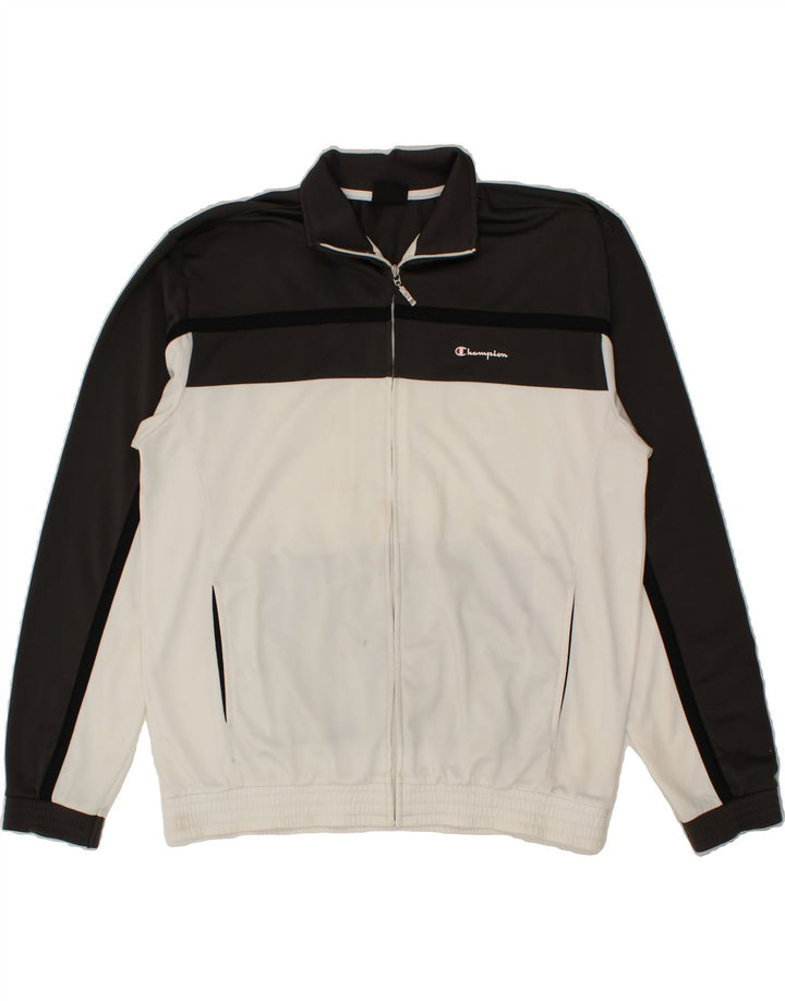 CHAMPION Mens Tracksuit Top Jacket XL White Colourblock Polyester Vintage Champion and Second-Hand Champion from Messina Hembry 