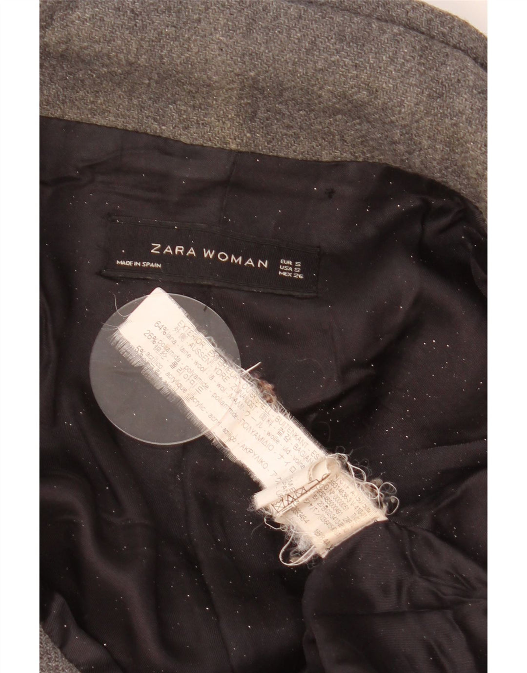 Zara Manteau surdimensionné pour femme UK 10 Petite laine grise