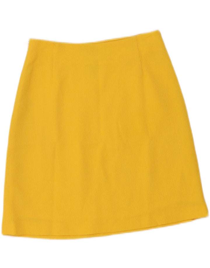 vintage Femme Jupe A-Line IT 42 Moyen W28 Jaune Polyamide