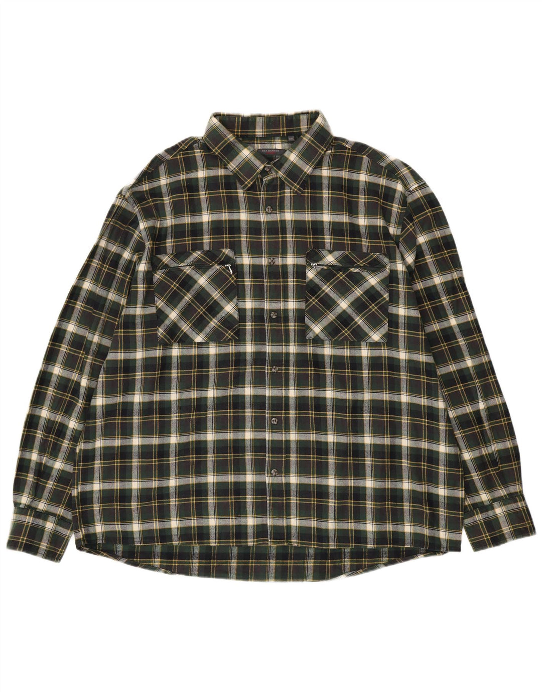 SEA BARRIER Chemise en flanelle à carreaux pour homme 2XL en coton à carreaux vert