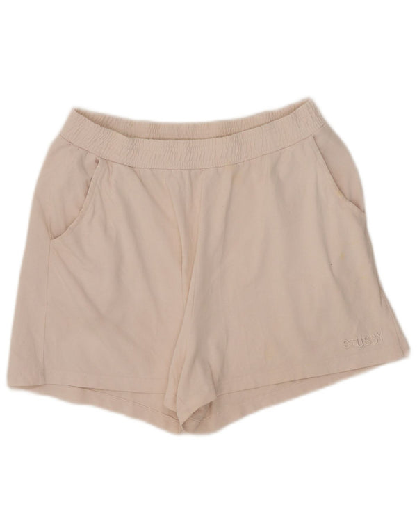 Stussy Short de sport pour femme UK 44 Large en coton blanc cassé