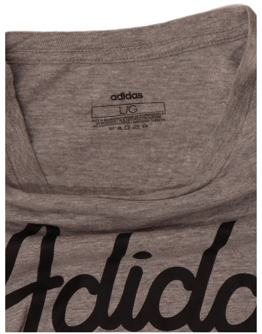 ADIDAS T-shirt graphique pour femme UK 16 Large Gris Moucheté