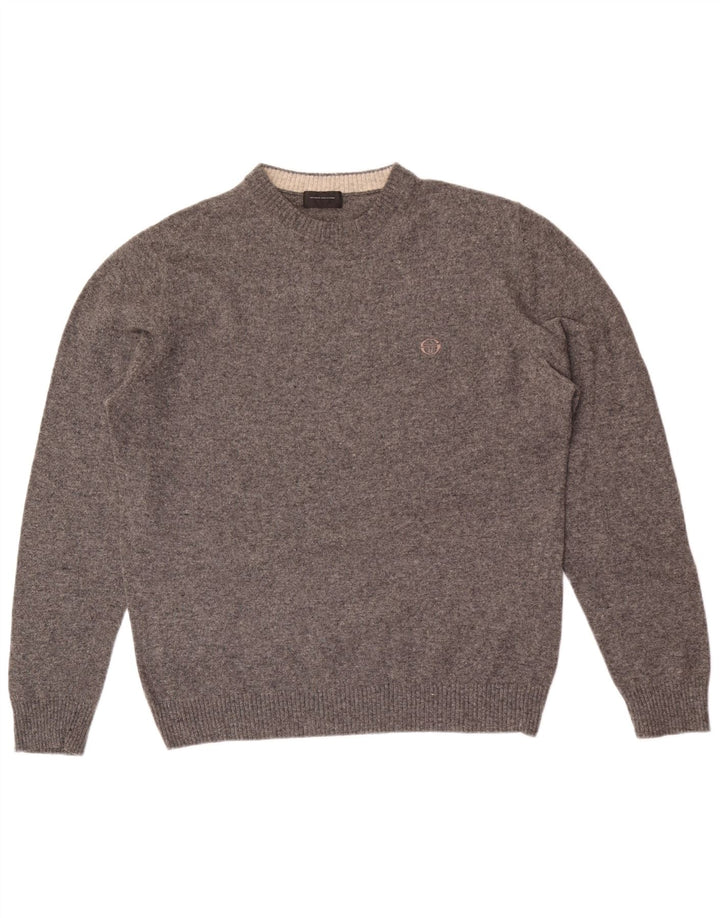 Sergio Tacchini Pull à col rond pour homme en laine mouchetée grise