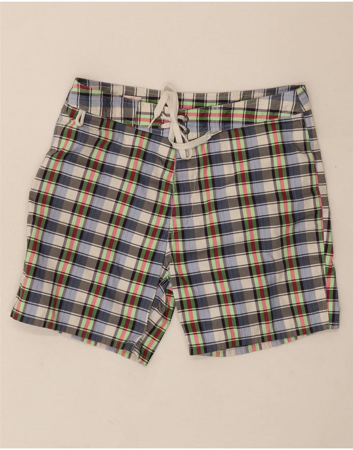 SUNDEK Mens Swimming Shorts Medium  Blue Check Polyester Vintage Sundek and Second-Hand Sundek from Messina Hembry 