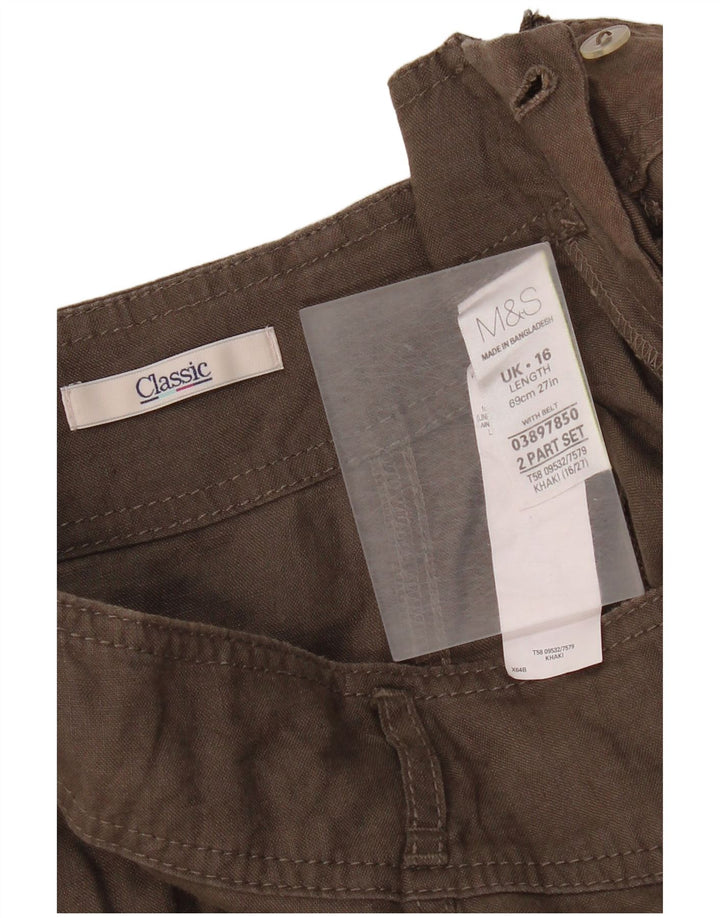 Marks & Spencer Jupe évasée pour femme UK 16 Large W32 Lin marron