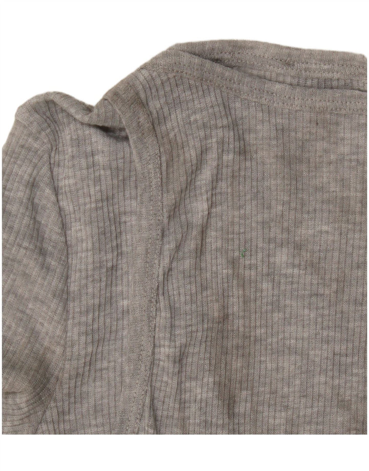 Zara Femme Top Manches Longues UK 8 Petit Gris Moucheté Polyester