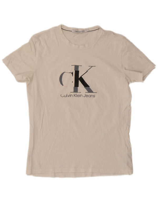 Calvin Klein Jeans T-shirt graphique pour homme en coton blanc Taille L