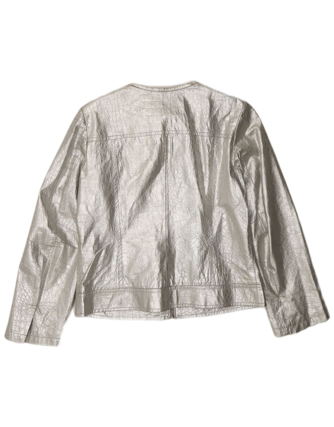 CORTEFIEL Veste en cuir femme UK 12 Cuir argenté moyen