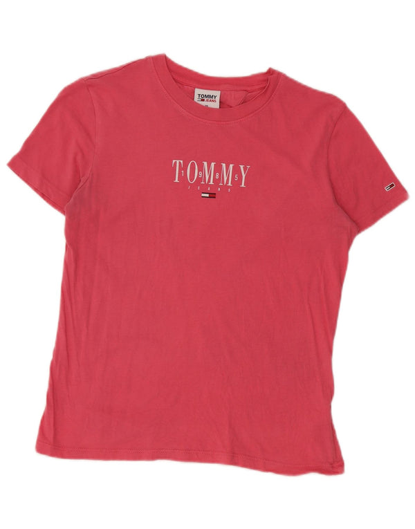 Tommy Hilfiger T-shirt graphique pour femme UK 6 XS Rose Coton