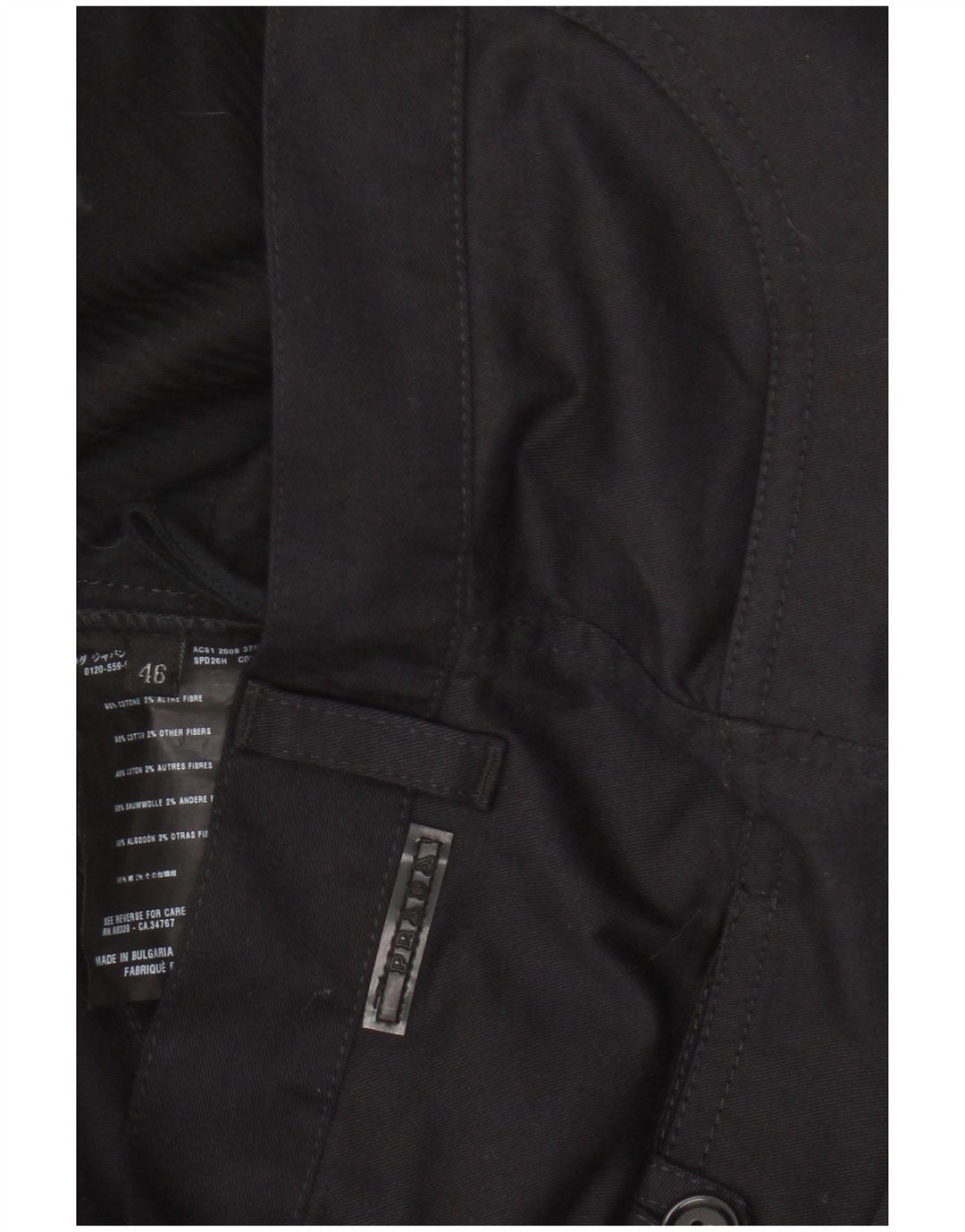 Prada Pantalon décontracté droit pour femme IT 46 Large W32 L29 Coton noir