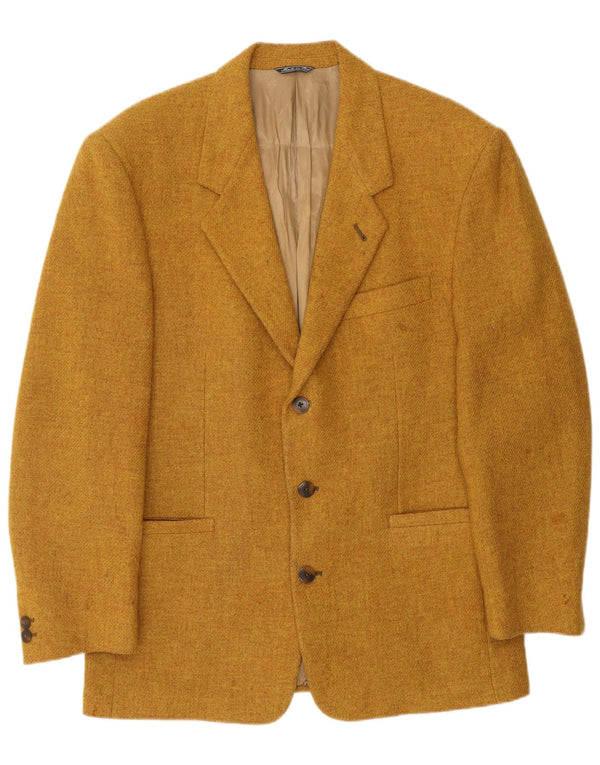 VINTAGE Veste Blazer 3 Boutons Homme UK 40 Grande Laine Vierge Brune