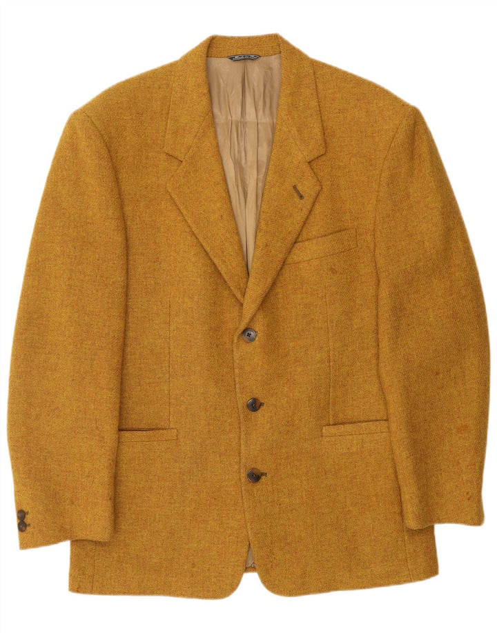 VINTAGE Veste Blazer 3 Boutons Homme UK 40 Grande Laine Vierge Brune