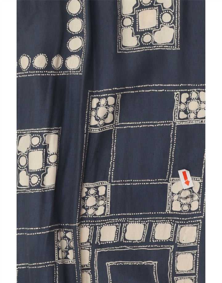 VINTAGE Chemise Homme Grand Bleu Marine Géométrique