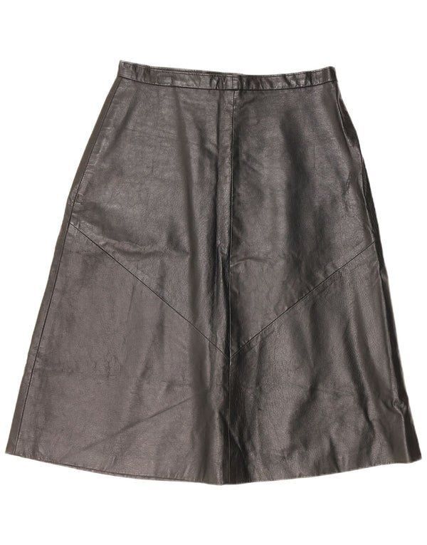 jupe en cuir femme vintage IT 52 2XL W32 Noir