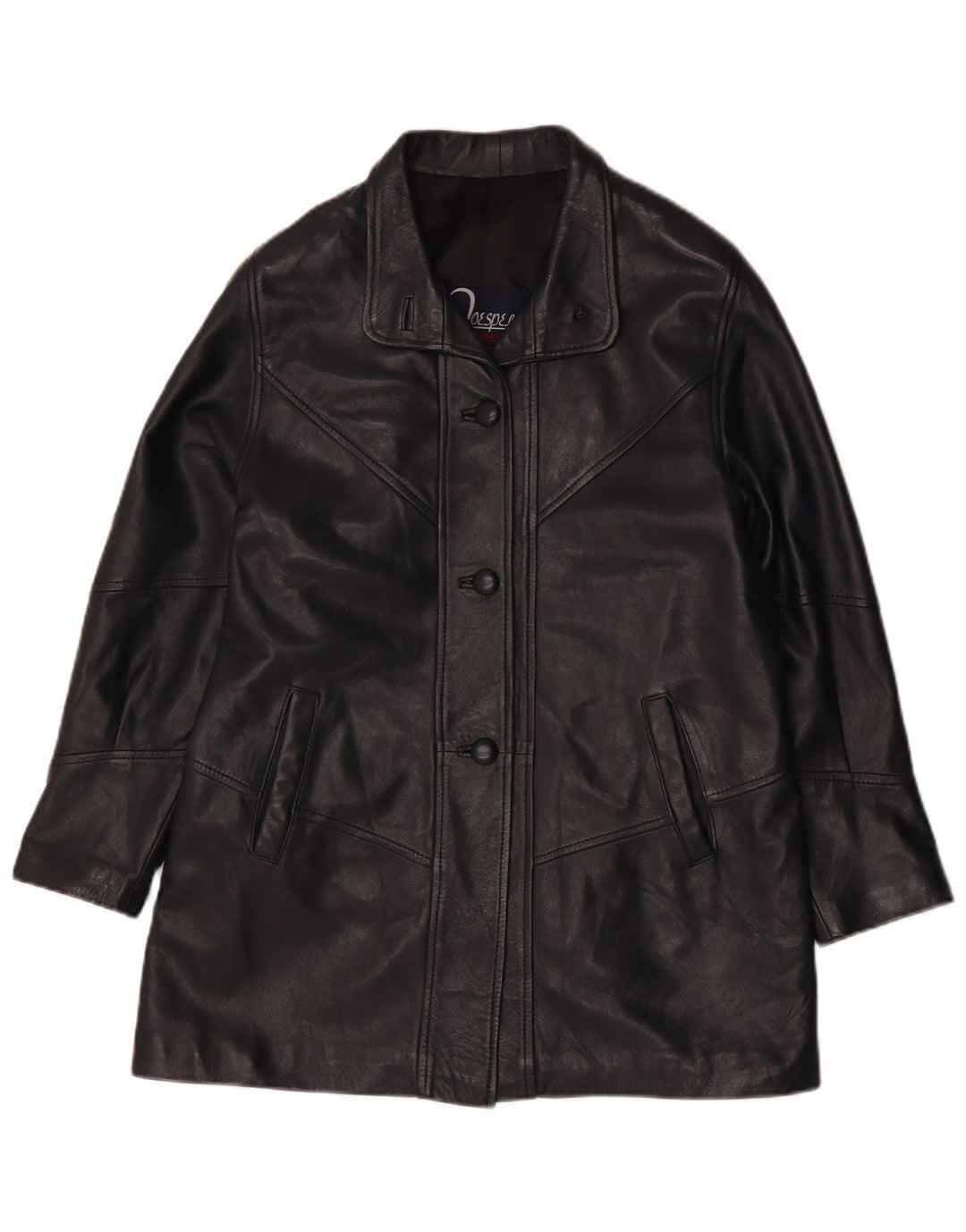 Veste en cuir femme vintage UK 14 Cuir noir moyen