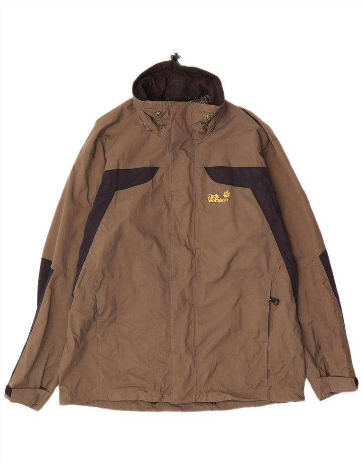 JACK WOLFSKIN Veste de Pluie Homme UK 36/38 Marron Moyen Colourblock Polyamide