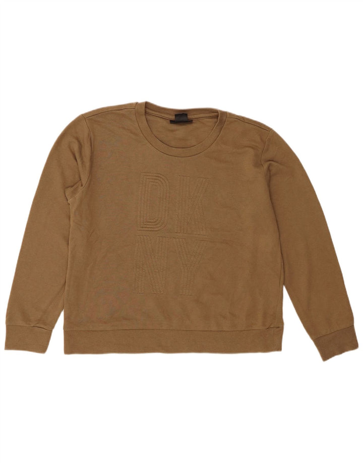 Dkny Sweat-shirt graphique pour femme UK 44 en coton kaki moyen