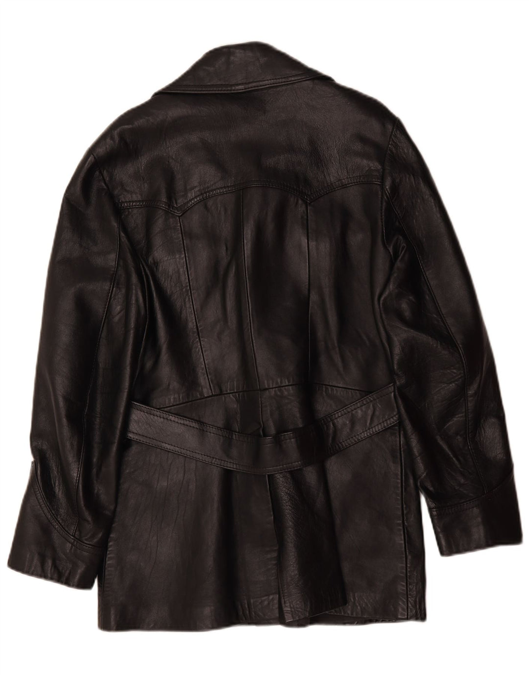 manteau en cuir femme vintage IT 42 Moyen Noir