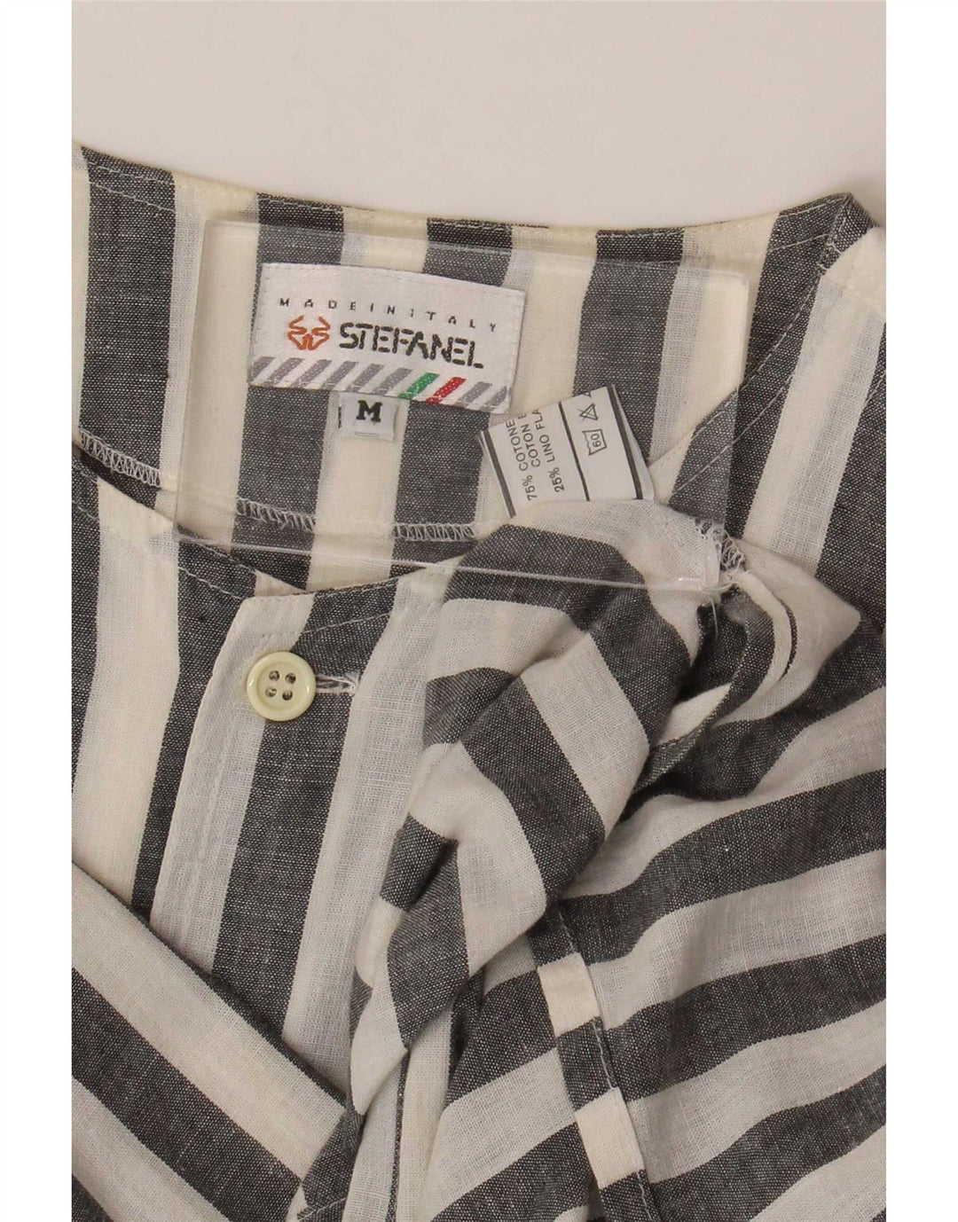 Stefanel Chemise à manches courtes pour homme en coton rayé blanc moyen