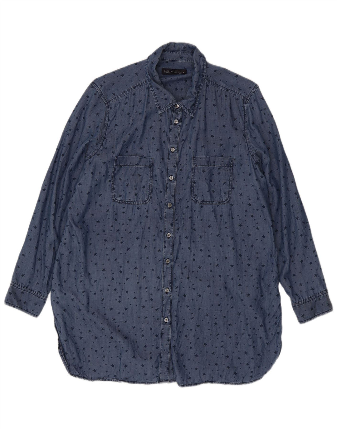 Marks & Spencer Chemise longue à motif abstrait pour femme UK 16 Large Bleu