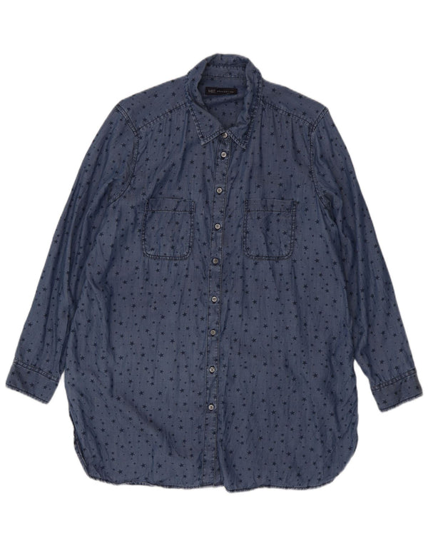 Marks & Spencer Chemise longue à motif abstrait pour femme UK 16 Large Bleu