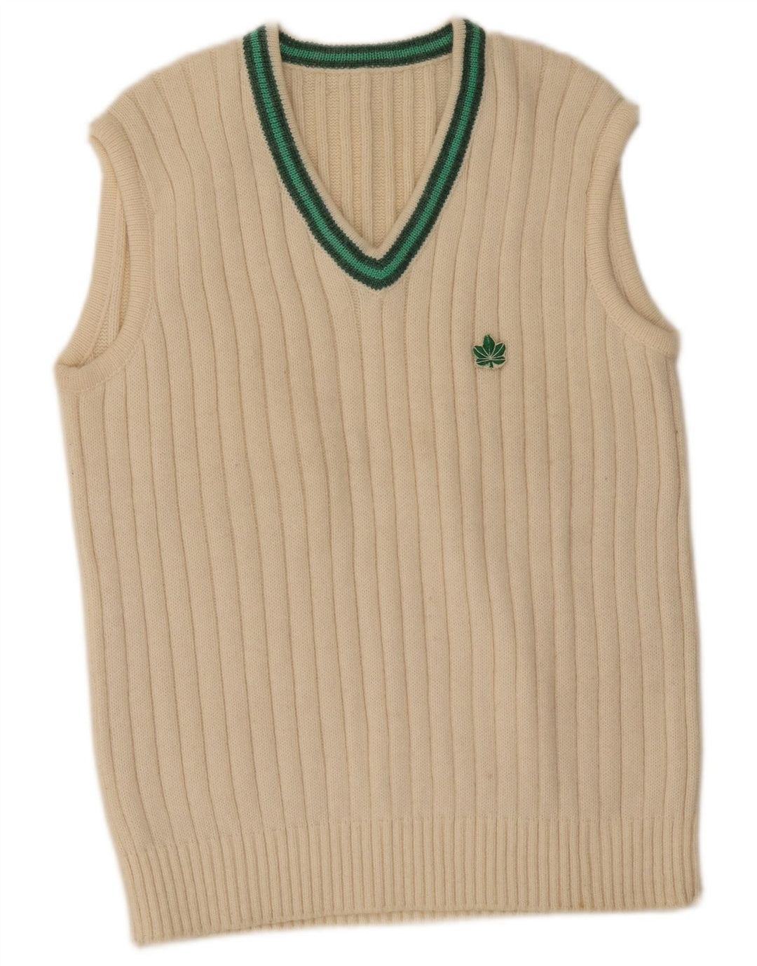 vintage Mens Vest Débardeur IT 52 Grand Off White Rayé