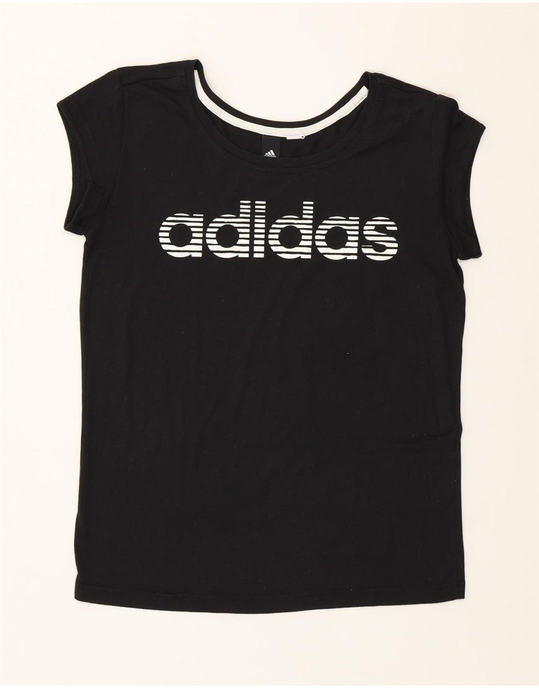 Adidas T-shirt graphique pour femme UK 12 Noir moyen