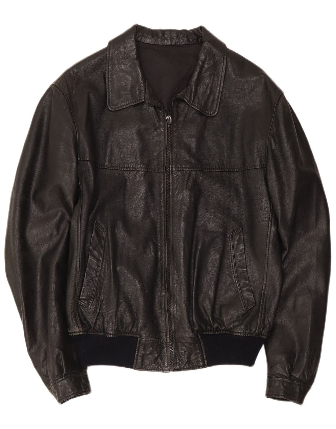veste en cuir homme vintage IT 48 Medium Noir