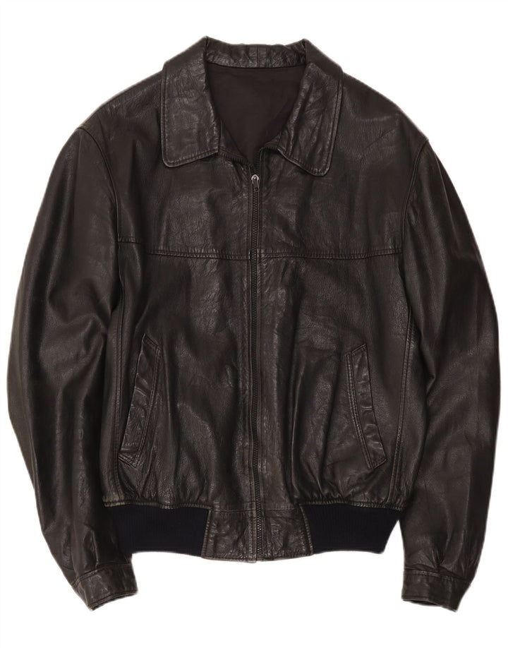 veste en cuir homme vintage IT 48 Medium Noir