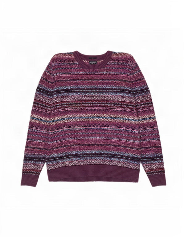 Abercrombie & Fitch Pull col rond pour homme XL Violet Fair Isle Nylon