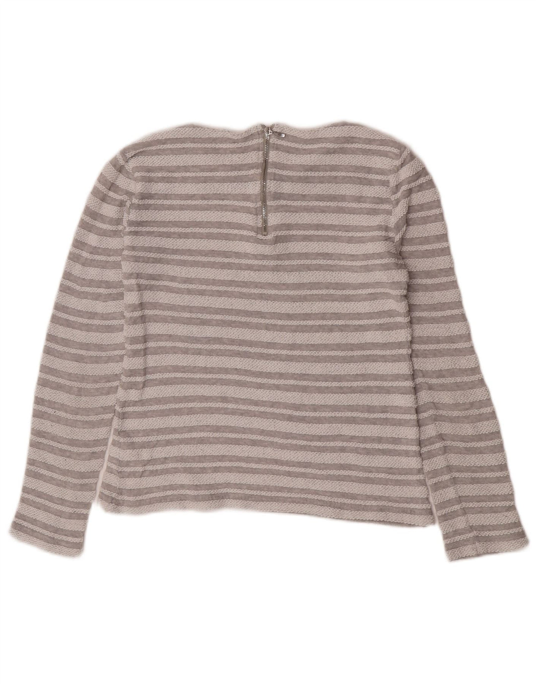 Reiss Femme Crop Top Manches Longues UK 10 Petit Gris Rayé Polyester