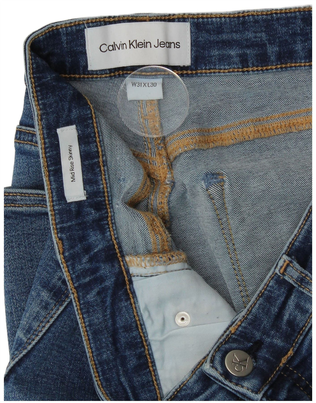 Calvin Klein Jean skinny taille moyenne W31 L26 pour femme Bleu