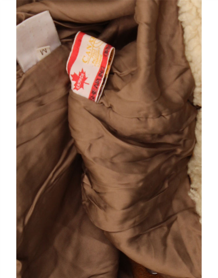 vintage Femme Manteau en peau de mouton surdimensionné UK 14 Beige Moyen
