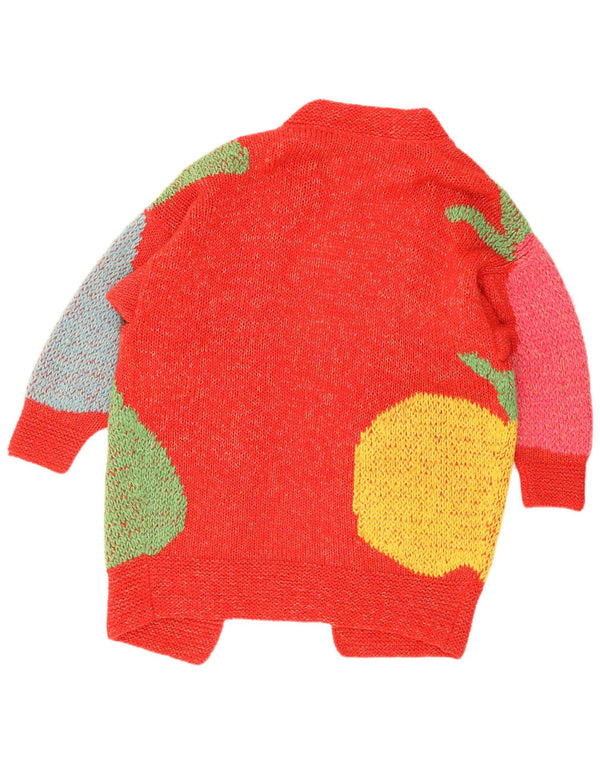 Enrico Coveri Cardigan graphique long pour femme UK 14 Large Rouge