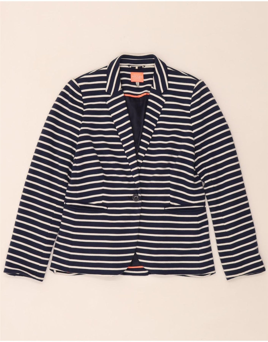 Joules Veste Blazer 1 Bouton pour Femme UK 10 Petit Bleu Marine Rayé
