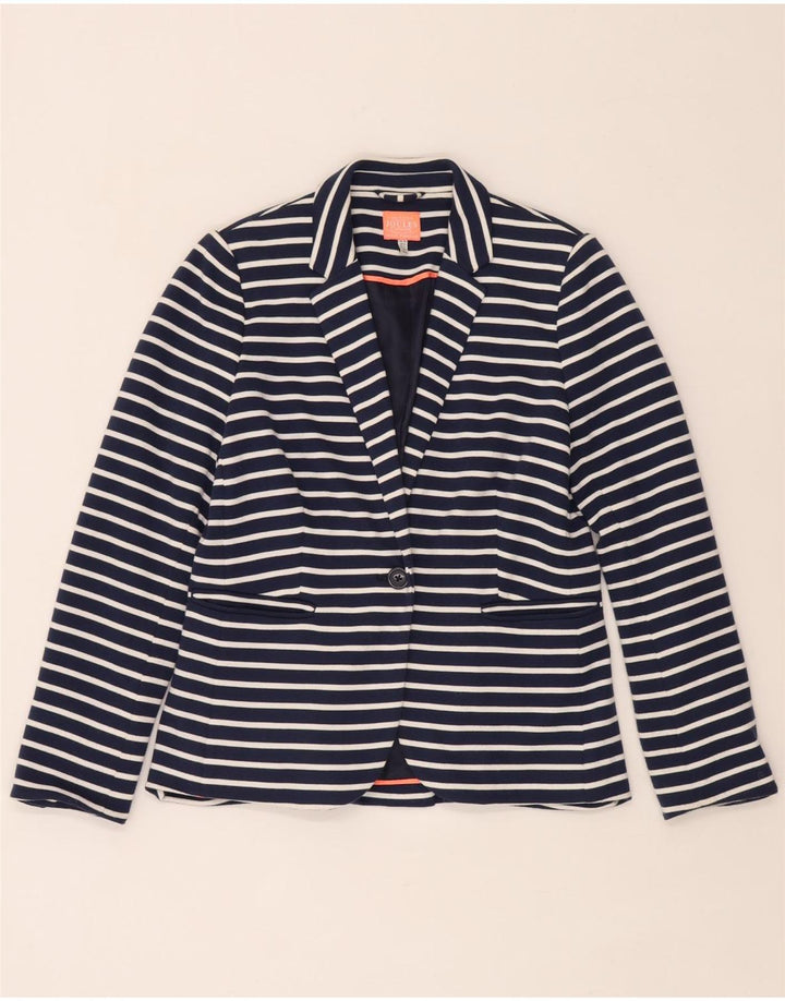 Joules Veste Blazer 1 Bouton pour Femme UK 10 Petit Bleu Marine Rayé