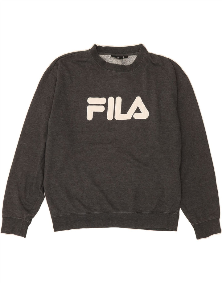 FILA Mens Graphic Sweatshirt Jumper Medium Grey Vintage Fila and Second-Hand Fila from Messina Hembry 