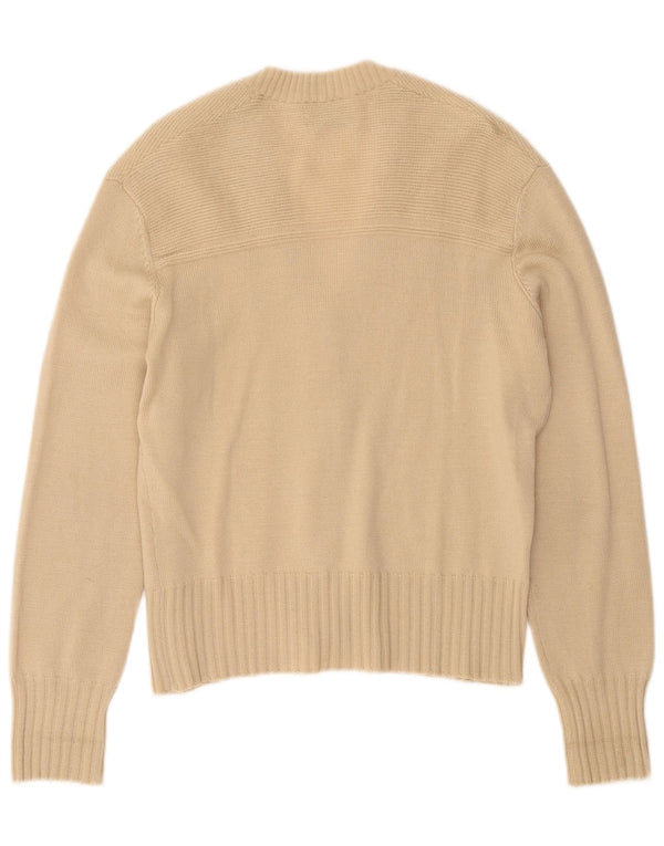 Luisa Spagnoli Pull Cardigan Femme UK 12 Laine Beige Moyen