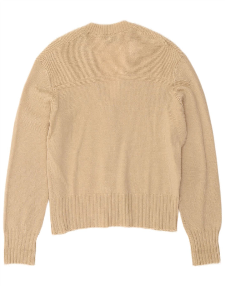 Luisa Spagnoli Pull Cardigan Femme UK 12 Laine Beige Moyen