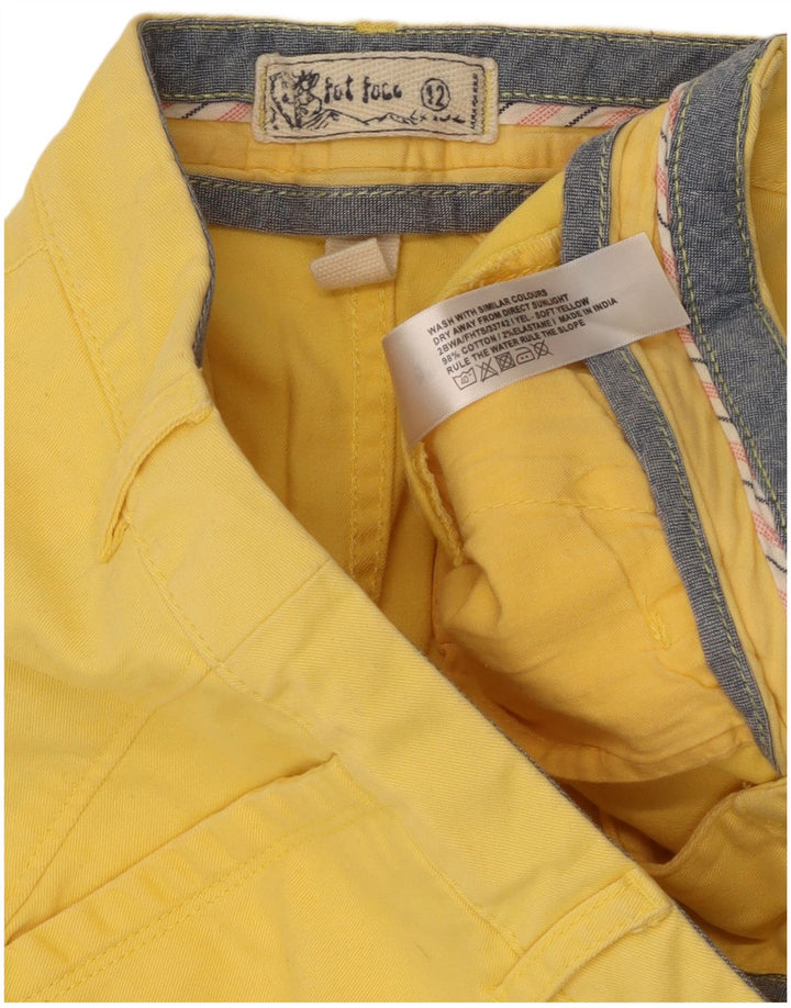 Fat Face Short Chino Femme UK 12 Moyen W32 Coton Jaune