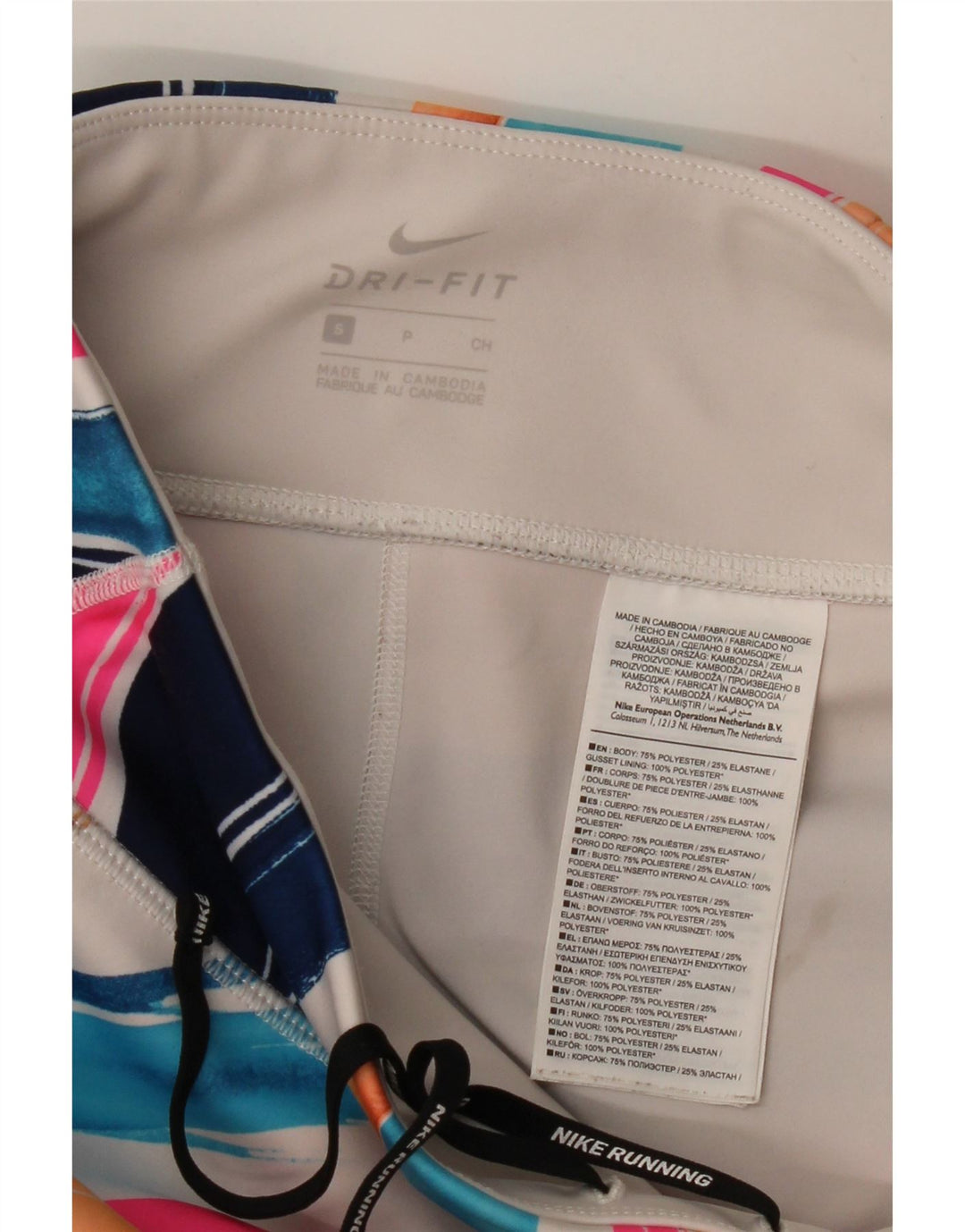 Nike Legging Dri Fit Femme UK 8 Petit Polyester Rayé Multicolore