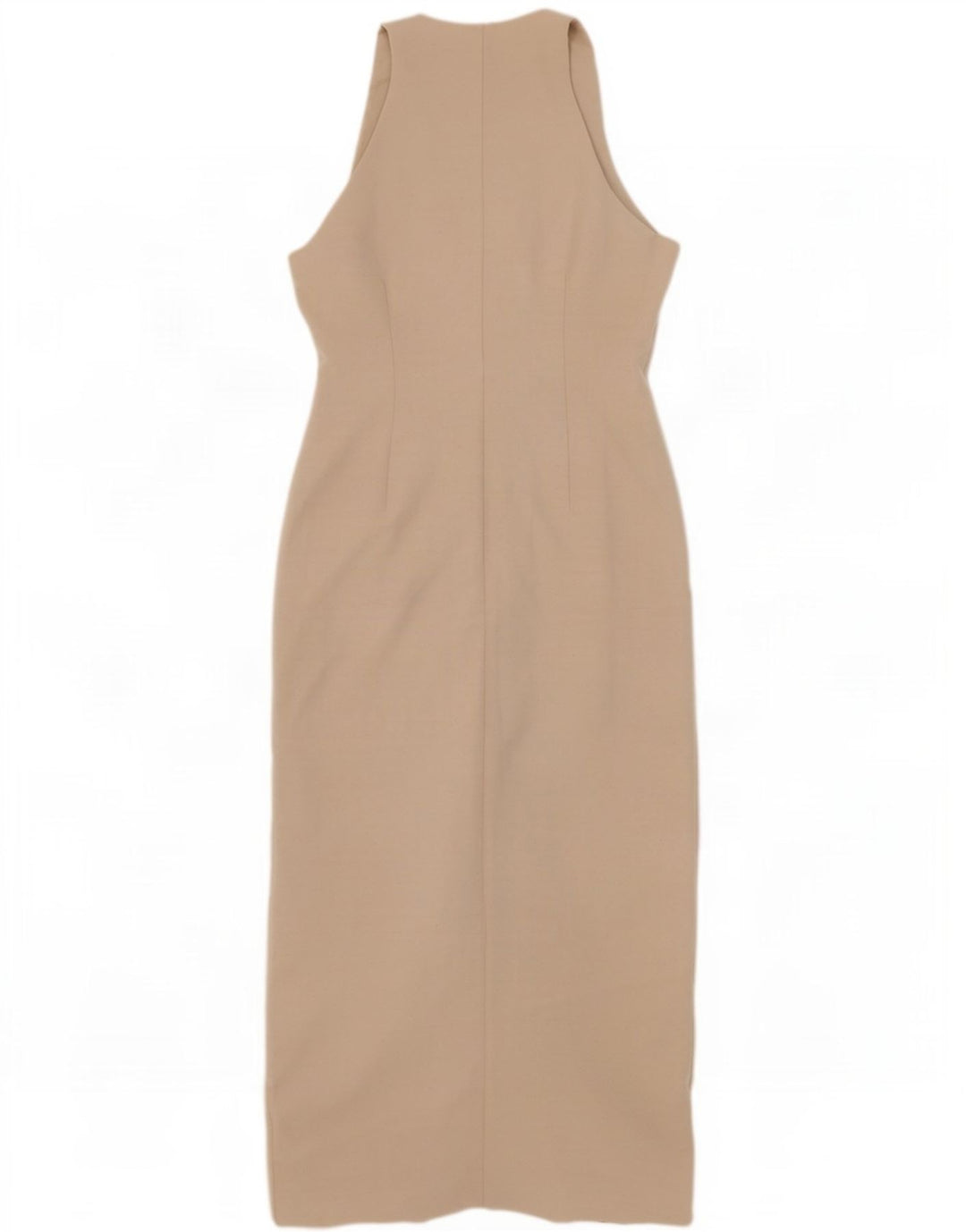Michelle Keegan Robe longue sans manches pour femme UK 12 Polyester beige moyen