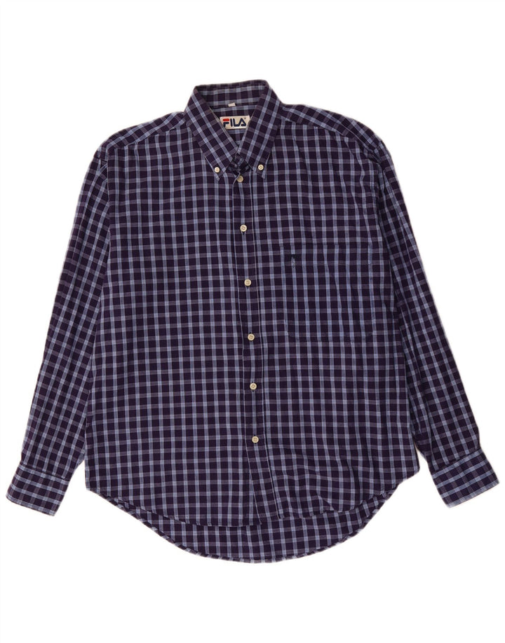 FILA Chemise Homme Grand Carreau Bleu Marine Coton