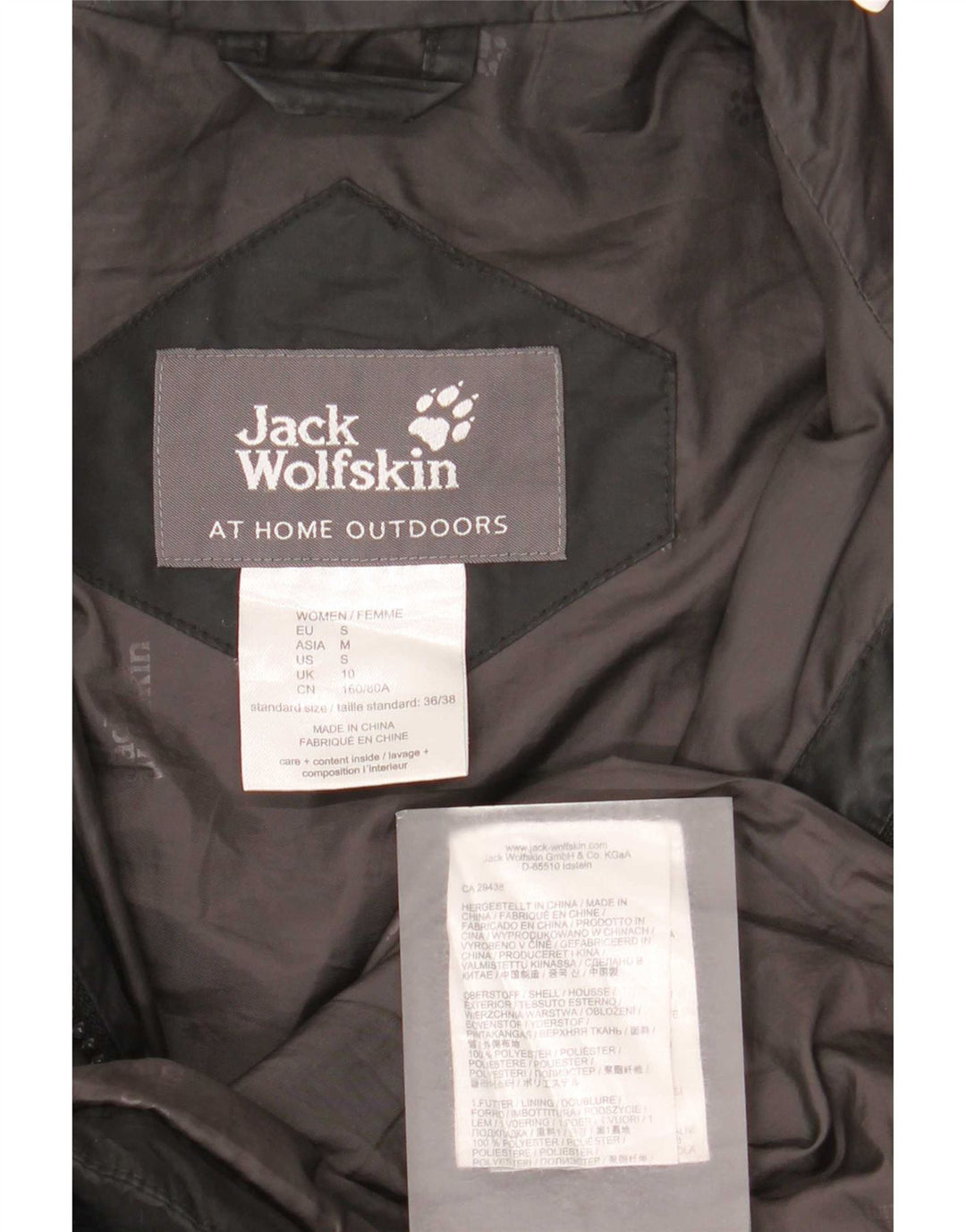 Jack Wolfskin Manteau rembourré à capuche pour femme UK 10 Petit Noir Polyester