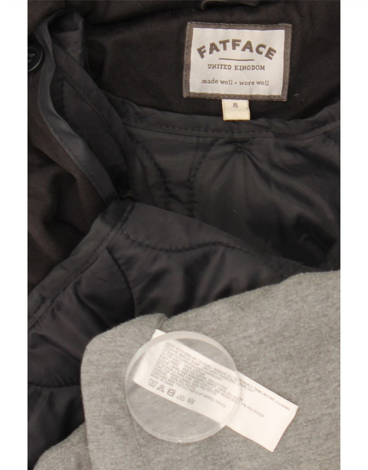 Fat Face Parka à capuche pour femme UK 8 Small Noir Coton