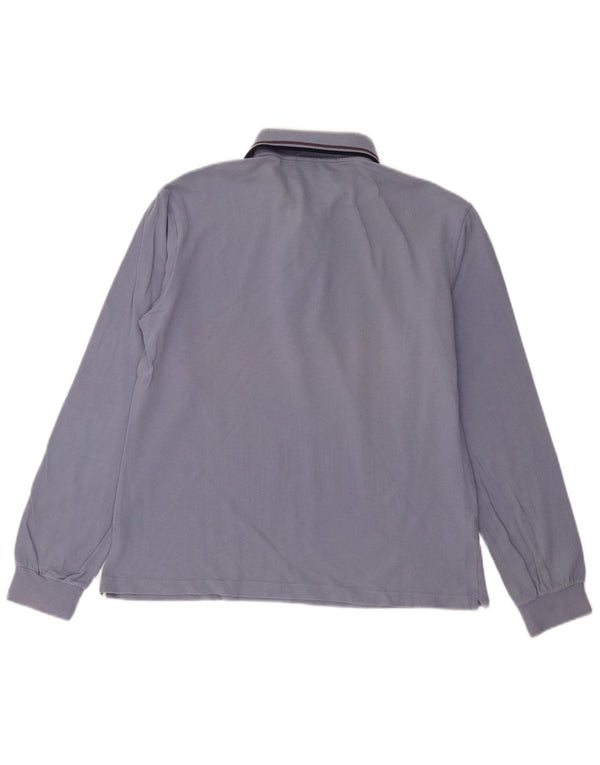FRED PERRY Mens Long Sleeve Polo Shirt Medium Blue Cotton